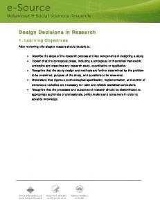 Design Decisions in Research