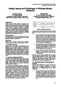 Design Issues and Challenges in Wireless Sensor ... - Semantic Scholar