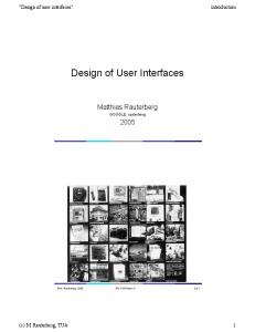 Design of User Interfaces