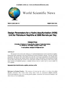 Design Parameters for a Hydro desulfurization ... - World Scientific News