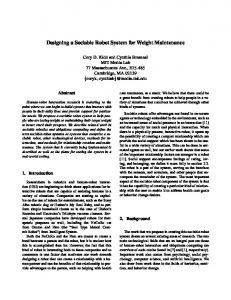 Designing a Sociable Robot System for Weight Maintenance - CiteSeerX