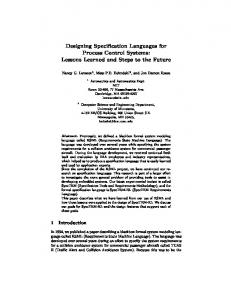 Designing Speci cation Languages for Process ... - Semantic Scholar