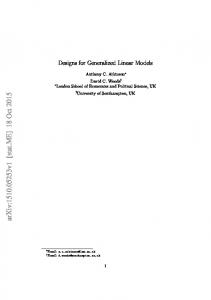 Designs for Generalized Linear Models