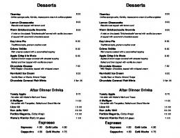 Dessert Menu - The Fish Market