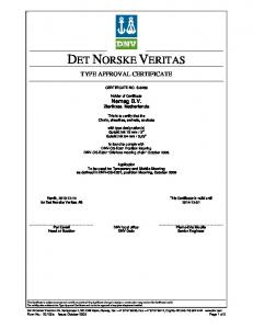 DET NORSKE VERITAS - DnV