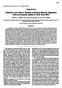 Detection and Fate of Bacillus anthracis (Sterne ... - PubAg - USDA