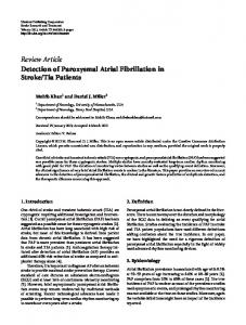 Detection of Paroxysmal Atrial Fibrillation in Stroke/Tia Patients