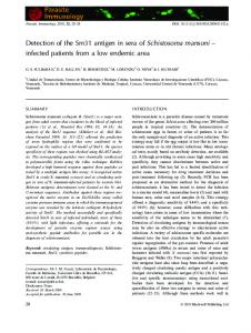 Detection of the Sm31 antigen in sera of Schistosoma mansoni ...