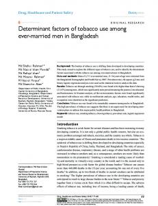 Determinant factors of tobacco use among ever ... - Semantic Scholar