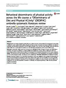 DEterminants of DIet and Physical ACtivity - dedipac