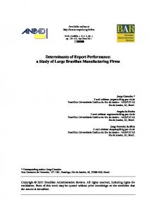 Determinants of Export Performance: a Study of Large ... - SciELO