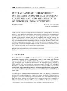 determinants of foreign direct investment in south east european ...