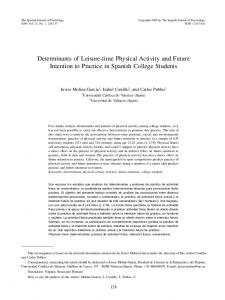 Determinants of Leisure-time Physical Activity and Future Intention to ...