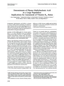 Determinants of Plasma Methylmalonic Acid in a