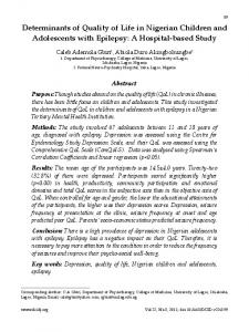 Determinants of Quality of Life in Nigerian Children and Adolescents ...