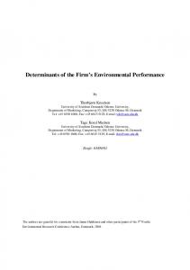 Determinants of the Firm's Environmental Performance - CiteSeerX