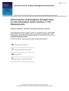 Determination of Atmospheric Nitrogen Input to Lake Greenwood