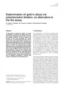 Determination of gold in alloys via potentiometric titration - Springer Link