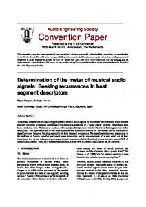 Determination of the meter of musical audio signals: Seeking ...