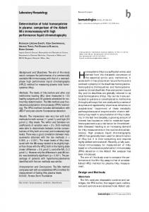 Determination of total homocysteine in plasma: comparison of the ...