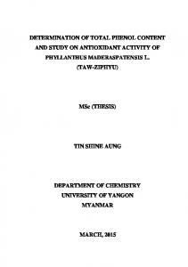 DETERMINATION OF TOTAL PHENOL CONTENT