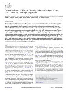 Determination of Wolbachia Diversity in Butterflies from Western Ghats ...