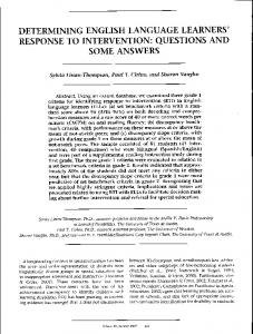 determining english language learners' response to