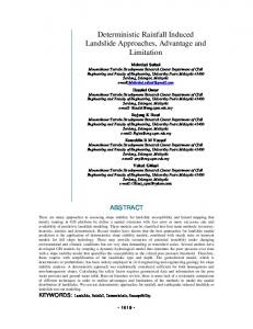 Deterministic Rainfall Induced Landslide Approaches, Advantage and