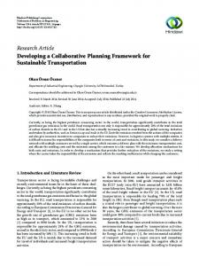 Developing a Collaborative Planning Framework for Sustainable ...