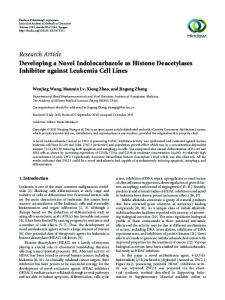 Developing a Novel Indolocarbazole as Histone Deacetylases ...