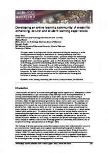 Developing an online learning community: A model for ... - Ascilite