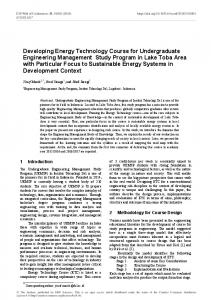 Developing Energy Technology Course for Undergraduate ...