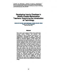 Developing Inquiry Practices in Middle Grades Mathematics Teachers ...