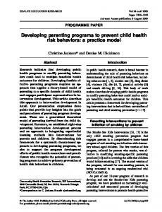 Developing parenting programs to prevent child ... - Semantic Scholar