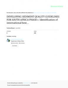 DEVELOPING SEDIMENT QUALITY GUIDELINES