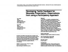 Developing Tactile Feedback for Wearable Presentation - UMBC