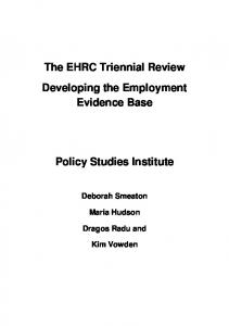 Developing the Employment Evidence Base - Equality and Human ...