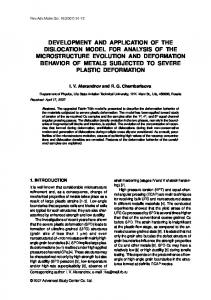 DEVELOPMENT AND APPLICATION OF THE DISLOCATION MODEL ...