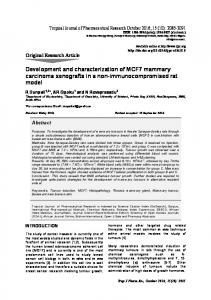 Development and characterization of MCF7 mammary carcinoma