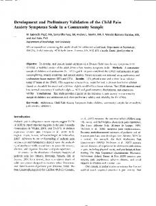 Development and Preliminary Validation of the Child ...