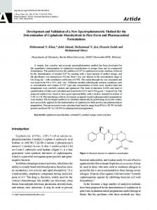 Development and Validation of a New Spectrophotometric Method for ...