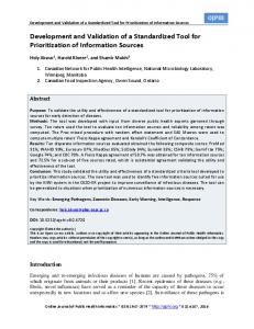 Development and Validation of a Standardized Tool for Prioritization of ...