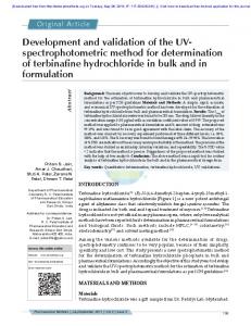 Development and validation of the UV- spectrophotometric method for ...