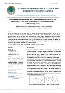 Development and Validation of UV Spectrophotometric Method for ...