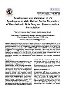 Development and Validation of UV Spectrophotometric Method for the ...