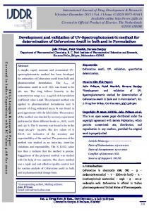 Development and validation of UV-Spectrophotometric method for