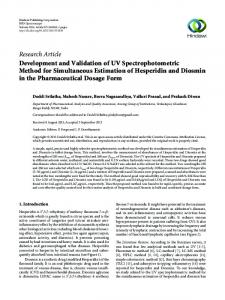 Development and Validation of UV Spectrophotometric Method for