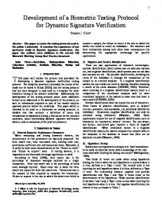 Development of a Biometric Testing Protocol for Dynamic Signature ...