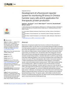 Development of a fluorescent reporter system for monitoring ER stress ...