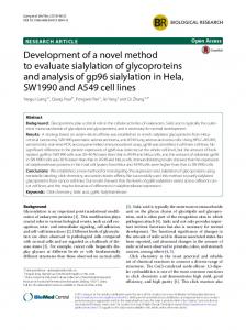 Development of a novel method to evaluate sialylation of ...